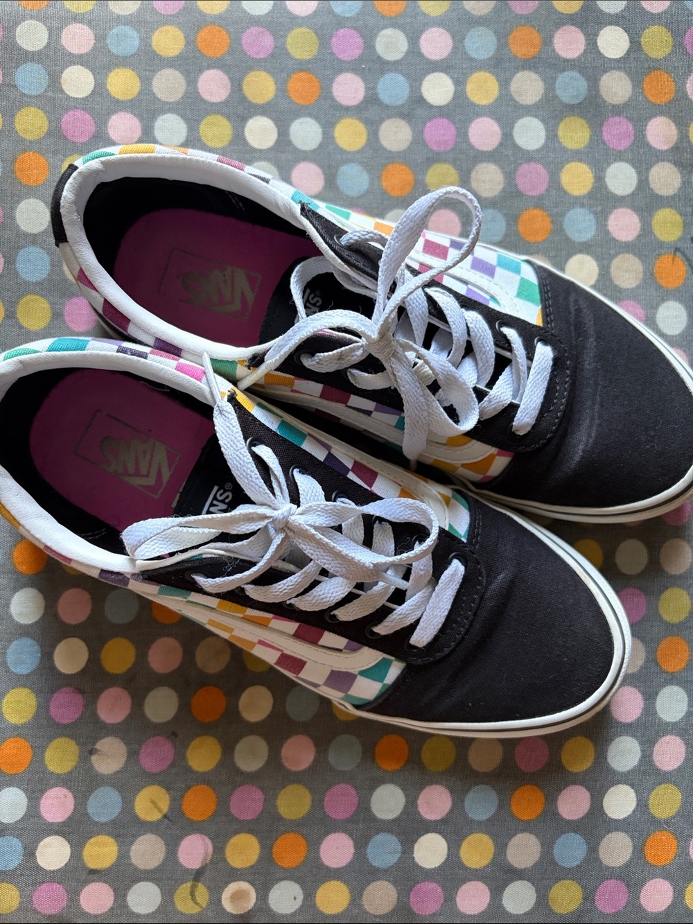 Vans Old Skool Sneakers with Multicolor Checkerboard Panels